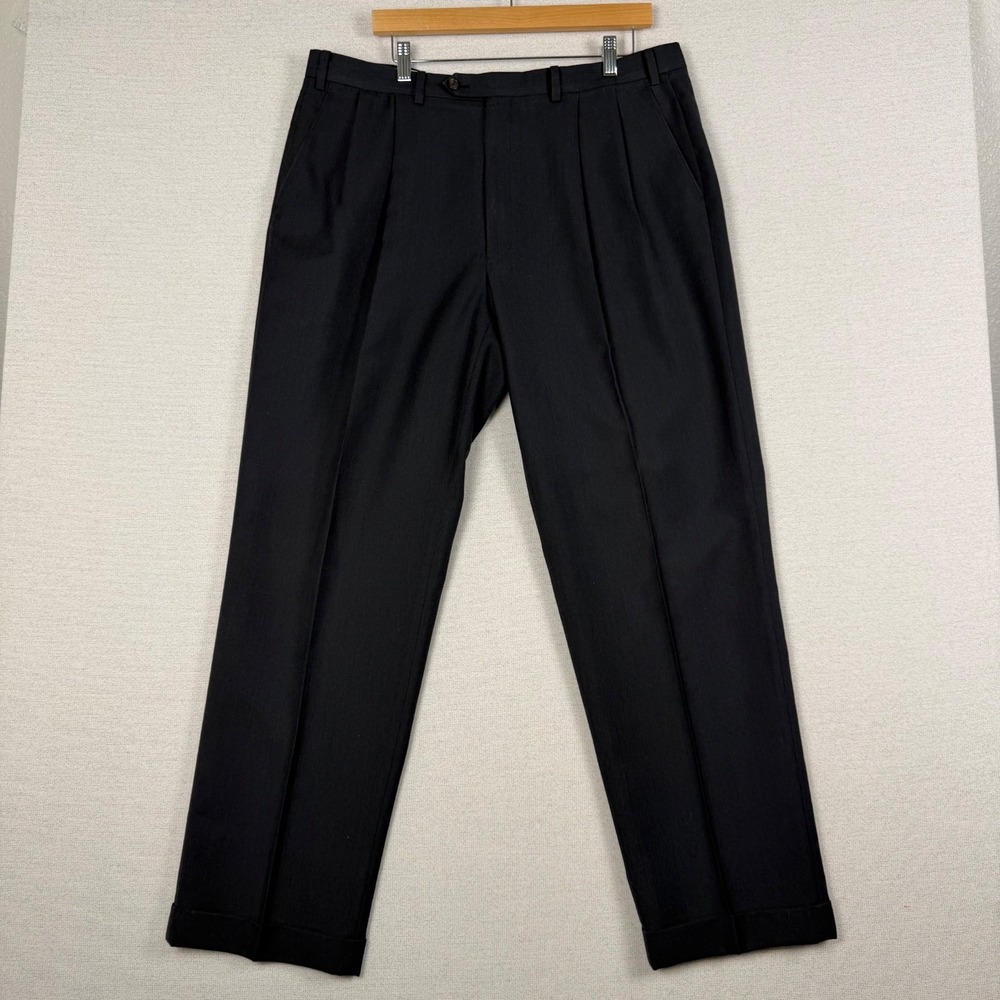 Ralph Ralph Lauren Trousers Mens 38 x 32 Charcoal Gray Pleated Cuffed Old Money